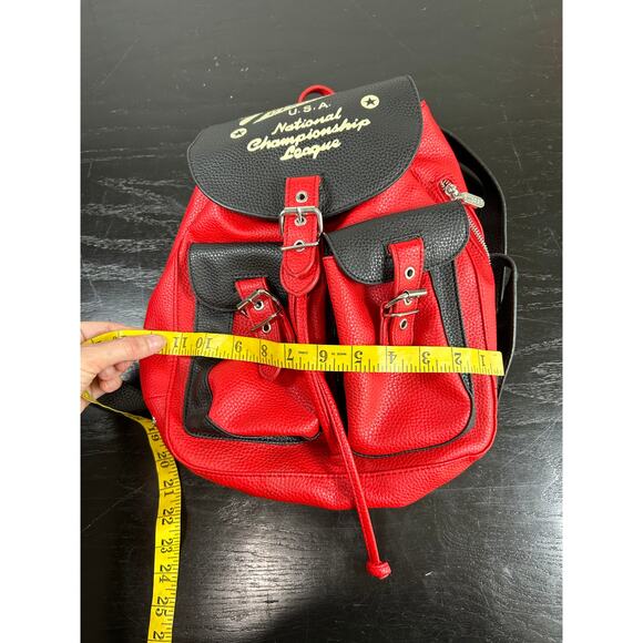 Guess- Red Cream Black- Mini Backpack Purse- National Champ League- preowned - Picture 3 of 11